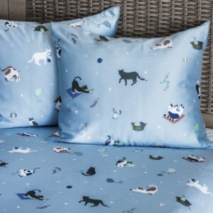 Tencel satiinist padjapüür "Mjäu blue"