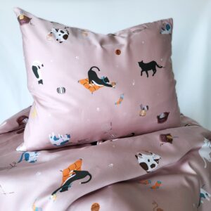 Tencel satiinist padjapüür "Mjäu pink"