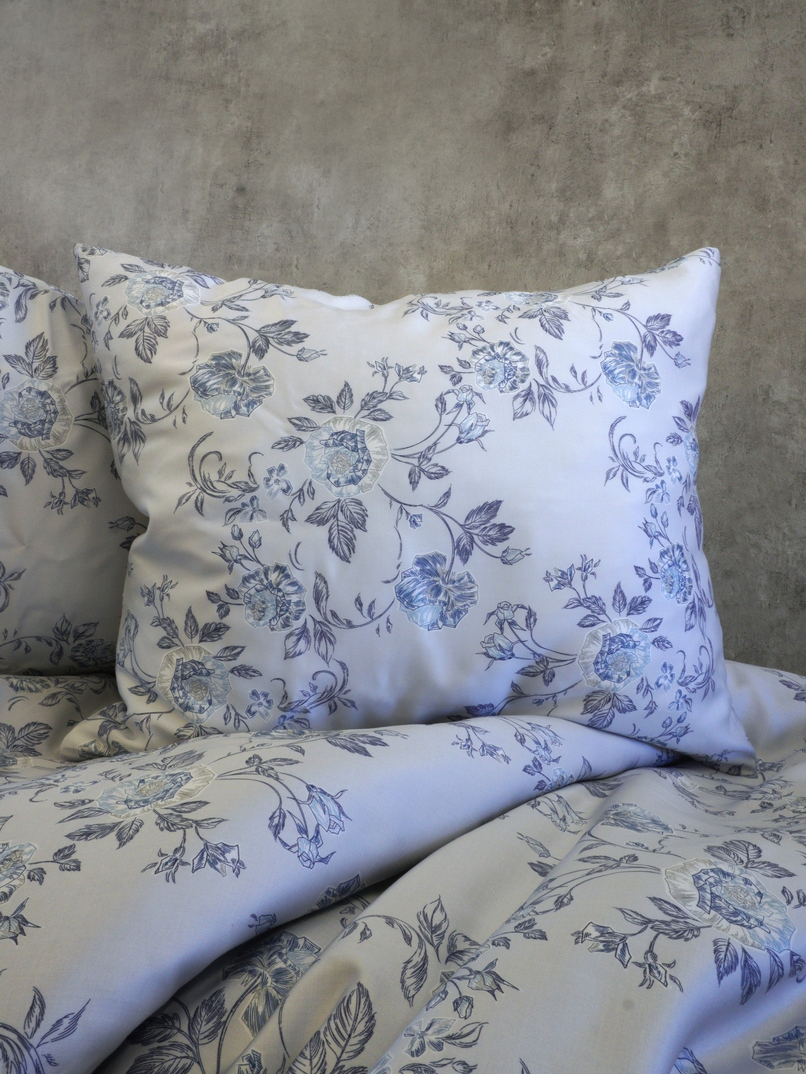 Tencel sateen duvet cover ‘Blue White Flower’